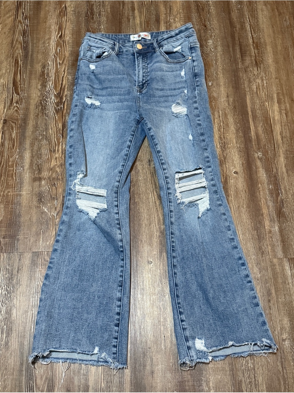 Freckled Poppy Risen Bootcut Jeans Women's 9/29 High Rise Distressed Denim